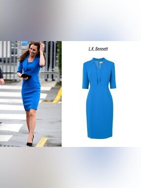 Kate Middleton’s LK Bennett Size 4 Detroit Fitted Sheath Dress - Blue